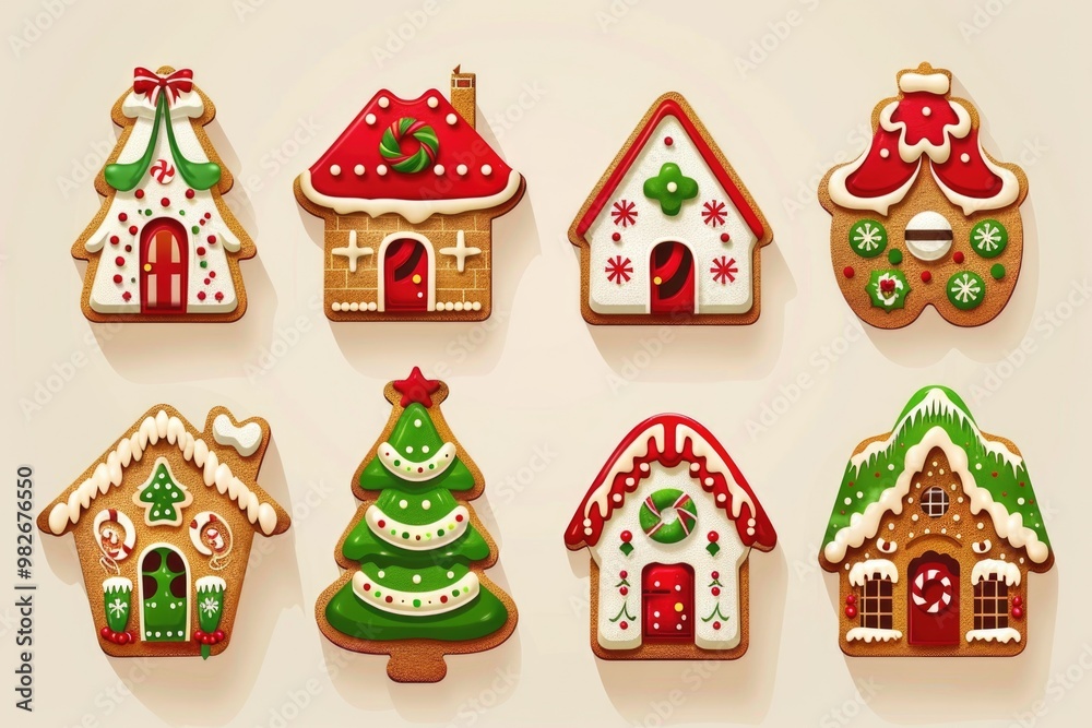 Ginger cookies with decorations on a white surface Ginger cookies with decorations on a white surface