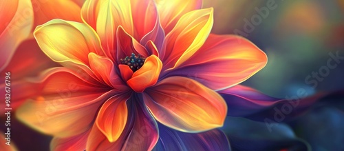 Illustration of a blooming flower in vibrant colors