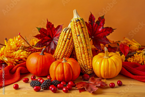 autumn still life with pumpkins photo