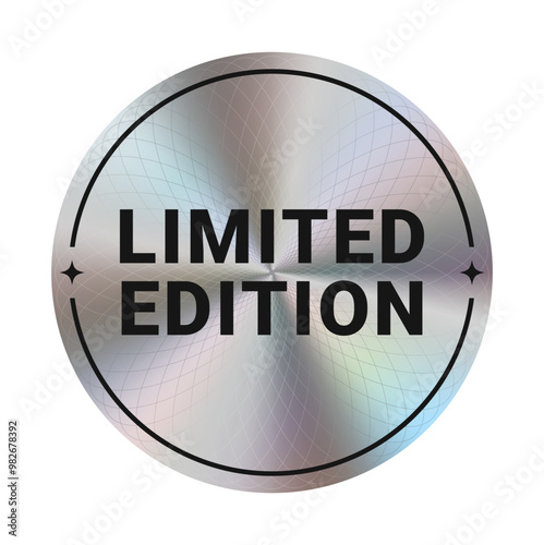 Holographic sticker template, label with iridescent effect. With Limited edition inscription. EPS10 vector illustration. Transparent background