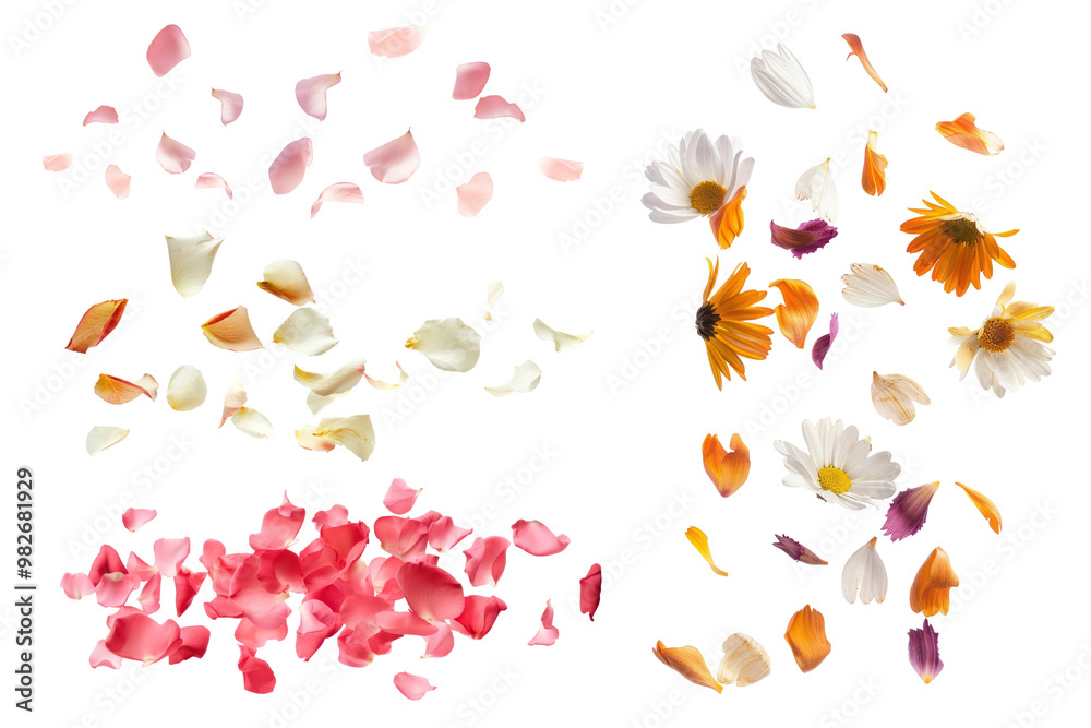 Naklejka premium PNG falling flower petal element set, transparent background
