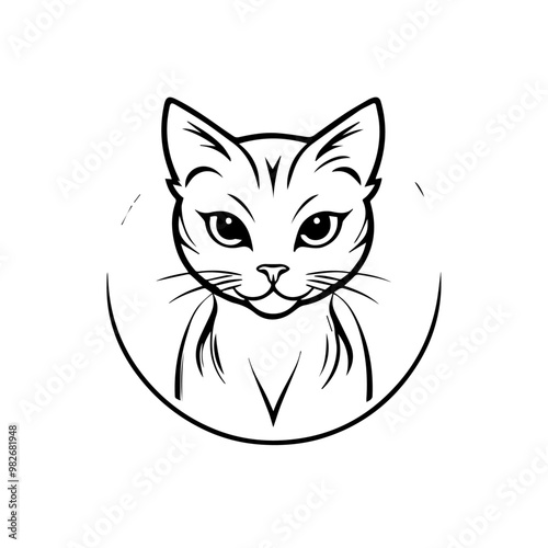 Elegant Cat Logo - Minimalist Feline Vector Design