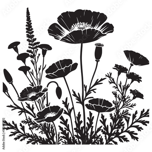 california flower clipart vector design,awesome california flower svg,high resolution printable california flower artwork