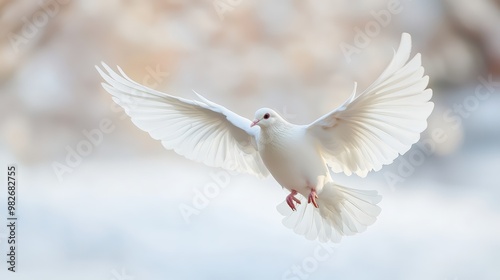 White dove in flight