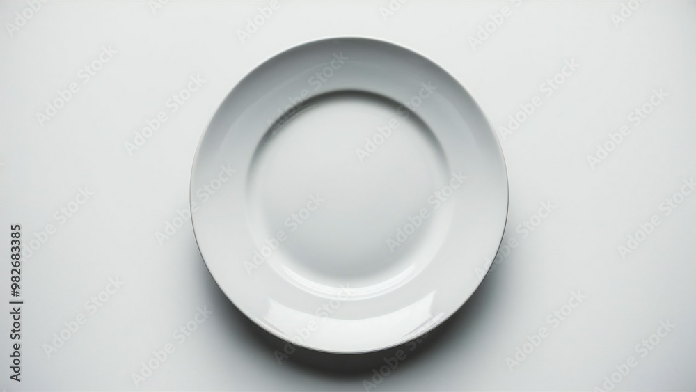Top view of an empty plate displayed on a white background with ample copy space image available Top view of an empty plate displayed on a white background with ample copy space image available