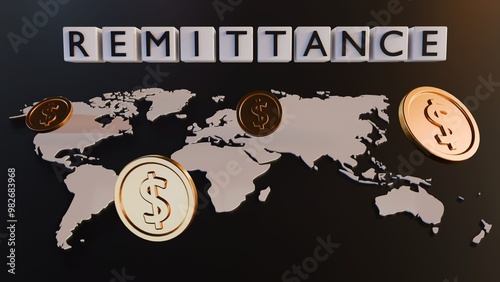 Billede på lærred 3d rendering of a global remittance concept