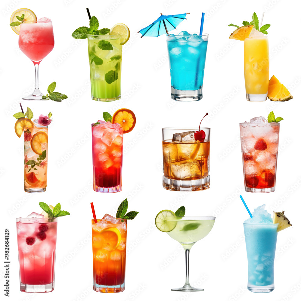 Naklejka premium PNG Summer drink set, transparent background