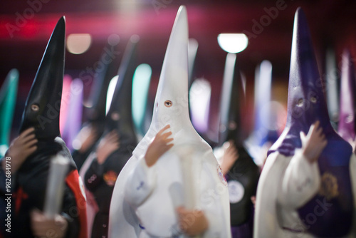 Εκτύπωση καμβά Nazareno Figures for Holy Week Displayed in a Shop in Seville, Spain