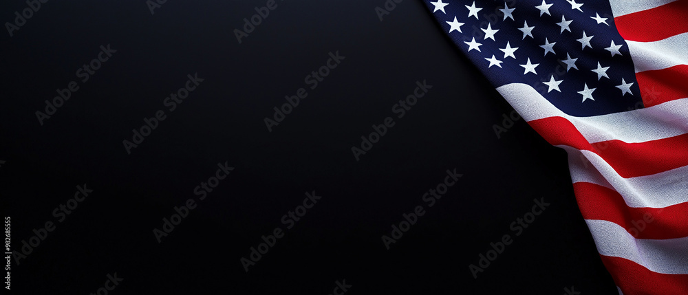 Obraz premium american flag waving against a black background, ample copy space, usa election 2024, independence day, memorial day concept