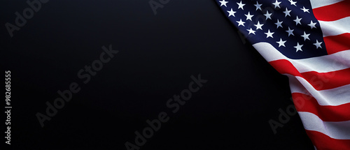 american flag waving against a black background, ample copy space, usa election 2024, independence day, memorial day concept