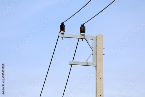 The electric pole have main electric line in thailand