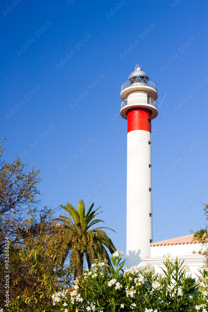 Lighthouse of El Rompido With Clear Blue Sky in Cartaya, Huelva Lighthouse of El Rompido With Clear Blue Sky in Cartaya, Huelva