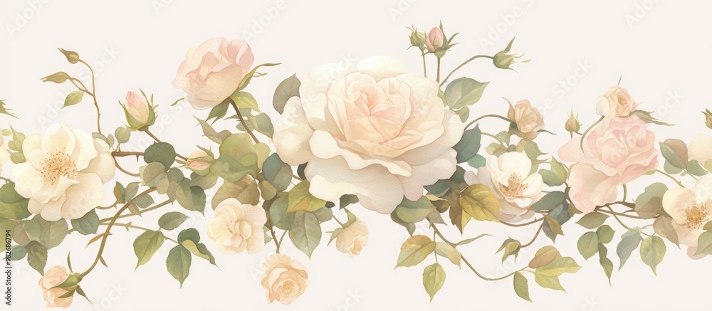 Painting of Rose Flower Plant Painting of Rose Flower Plant