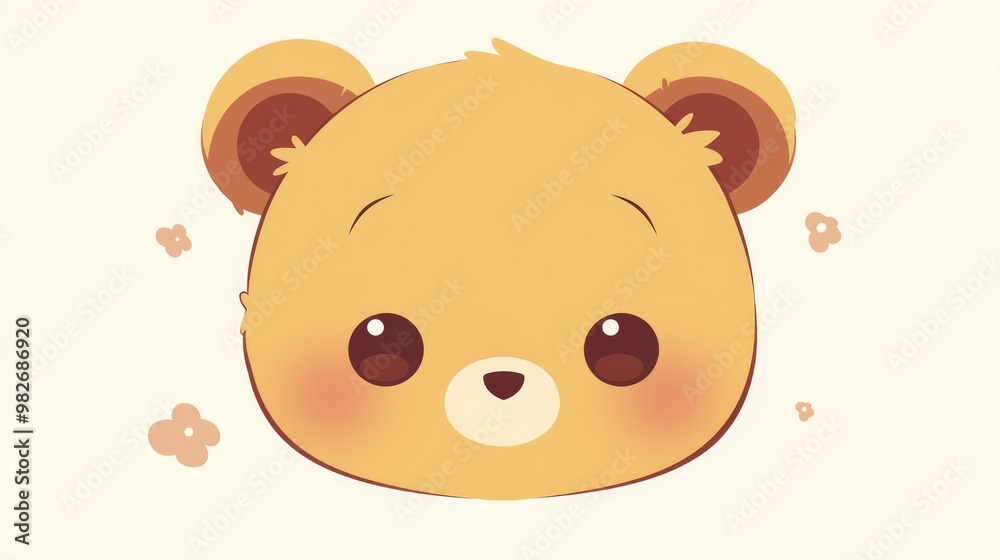 Illustration of an adorable teddy bear face on a white background created in a vector style Illustration of an adorable teddy bear face on a white background created in a vector style