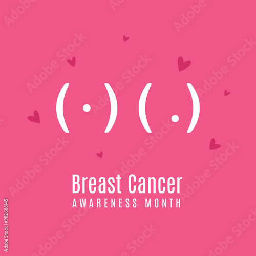 Pink ribbon to World Breast Cancer Awareness month. Bright Brest Cancer medical Post. Vector illustration.