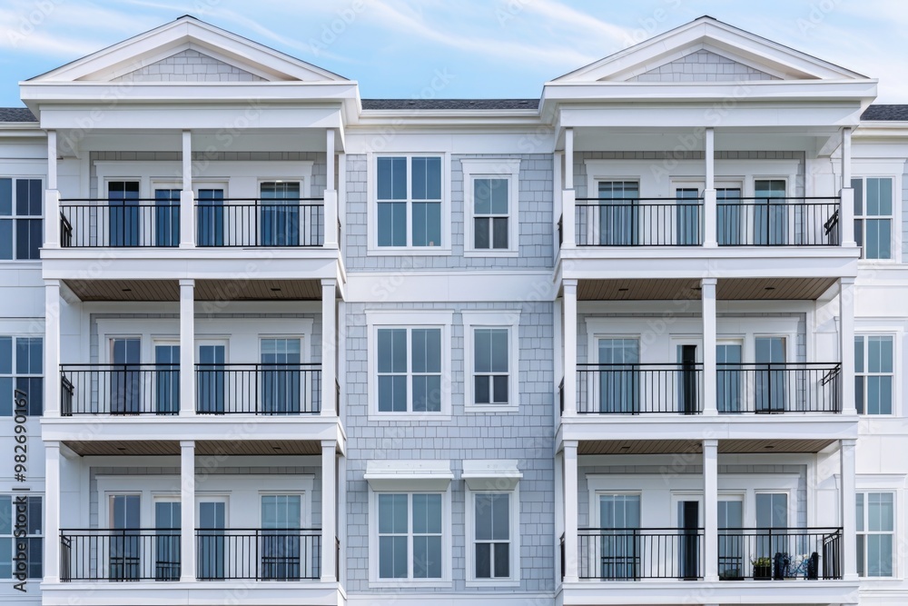 A grandiose white structure with ornate balconies, suitable for architecture or cityscape use