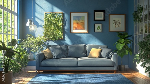 a cozy home living room with a soothing blue color palette creating a relaxing and peaceful ambiance for home decor enthusiasts