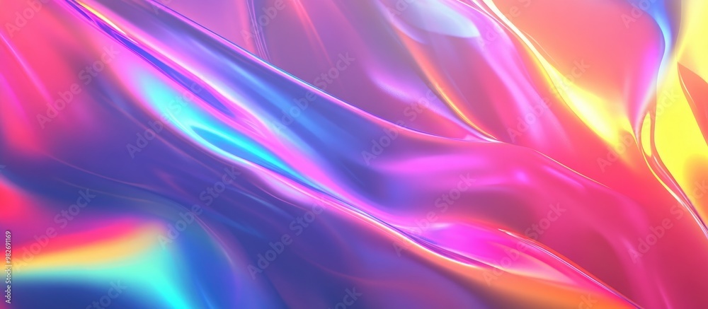 Naklejka premium 4K Rainbow Holographic Abstract Background With Light Refraction