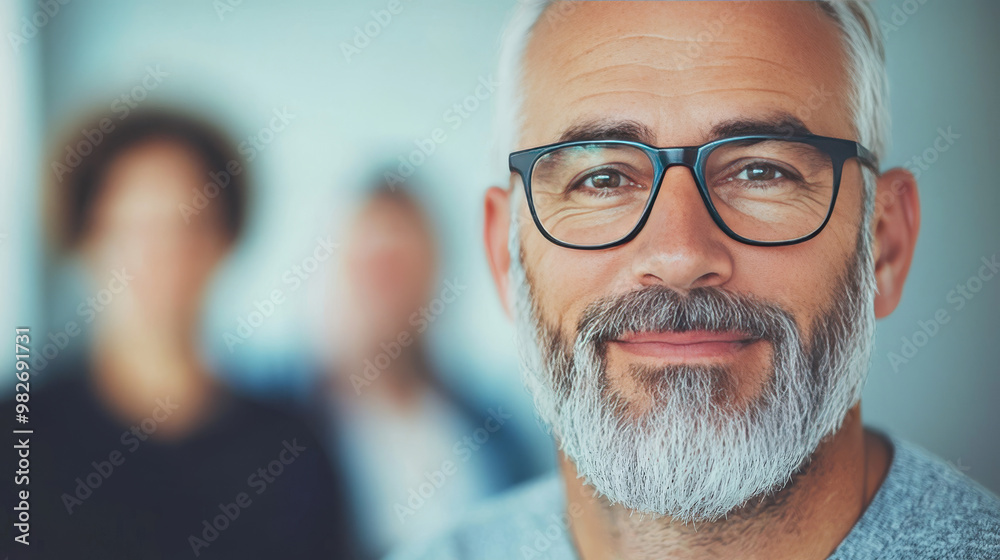 Smiling man with grey beard and glasses Smiling man with grey beard and glasses
