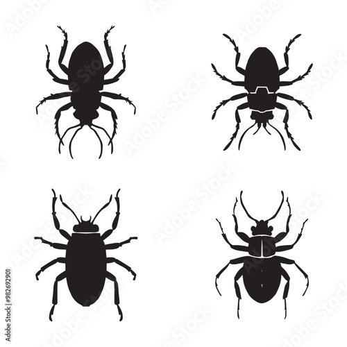 Insect silhouette set black color vector illustration