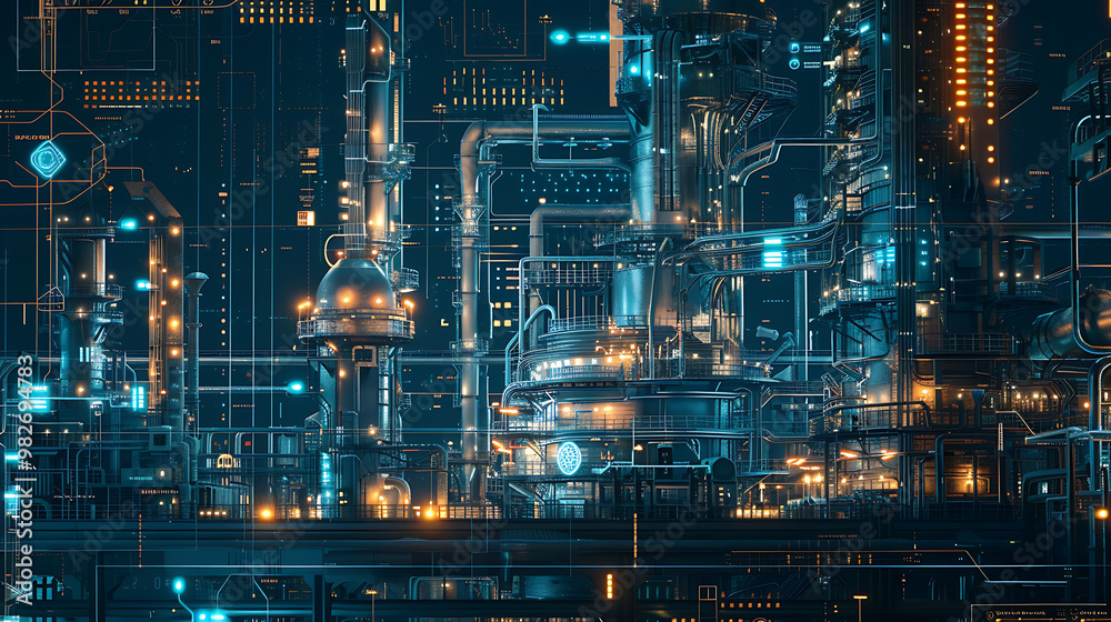 Naklejka premium holographic future building