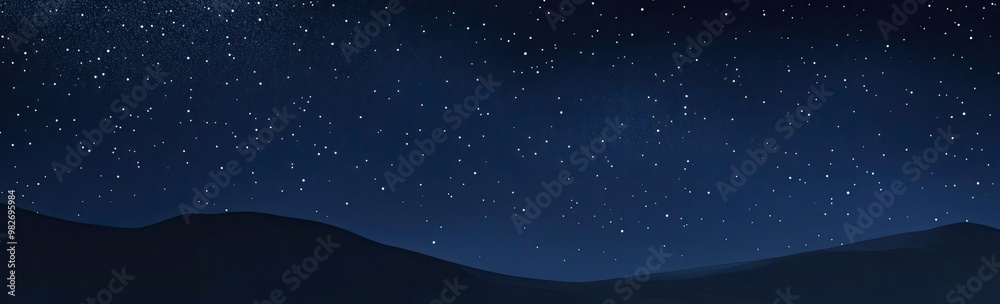 Naklejka premium Starry Night Landscape: Majestic Mountains Under a Dark Sky