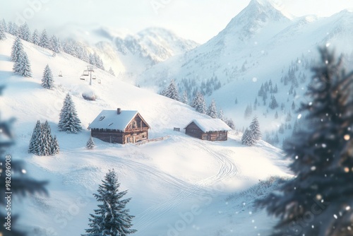 winter landscape mountains snow forest