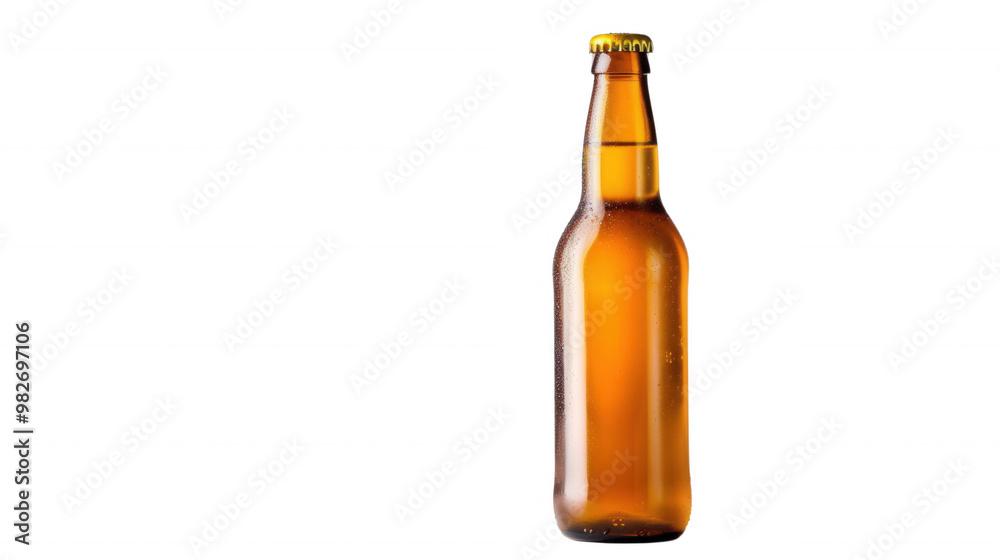Brown Glass Beer Bottle with Cap on White Background Brown Glass Beer Bottle with Cap on White Background