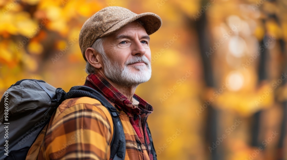 Obraz premium Portrait of Elderly Man on an Outdoor Journey