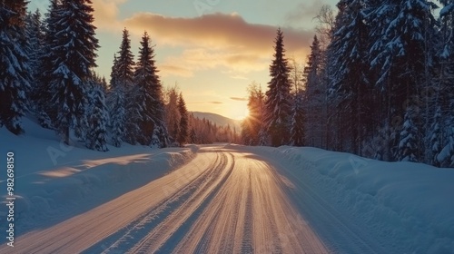 winter landscape mountains snow forest