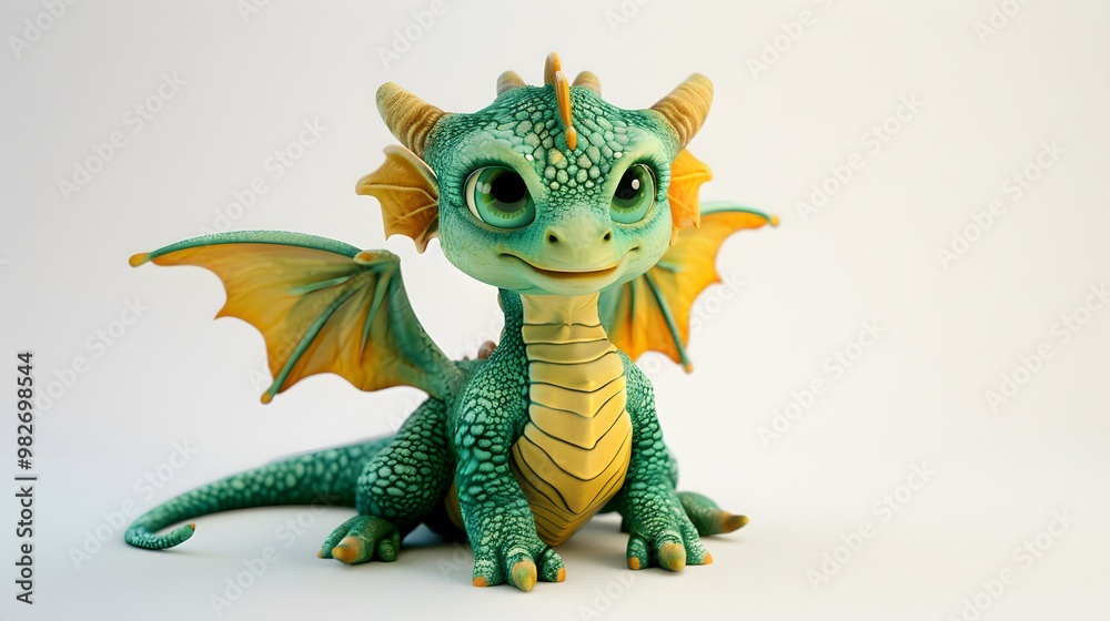 Adorable 3D Render of a Cute Dragon with Wings: Fantasy Creature Design Adorable 3D Render of a Cute Dragon with Wings: Fantasy Creature Design
