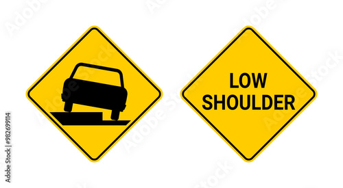 Low Shoulder Road Sign Set