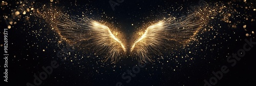 Golden Wings of Hope: Abstract Art with Sparkling Glitter