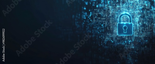 Digital Security: A Glowing Lock on a Wall of Code