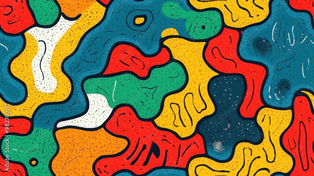 Obraz premium seamless pattern, Vibrant abstract pattern featuring colorful organic shapes and intricate details, perfect for backgrounds and design projects.