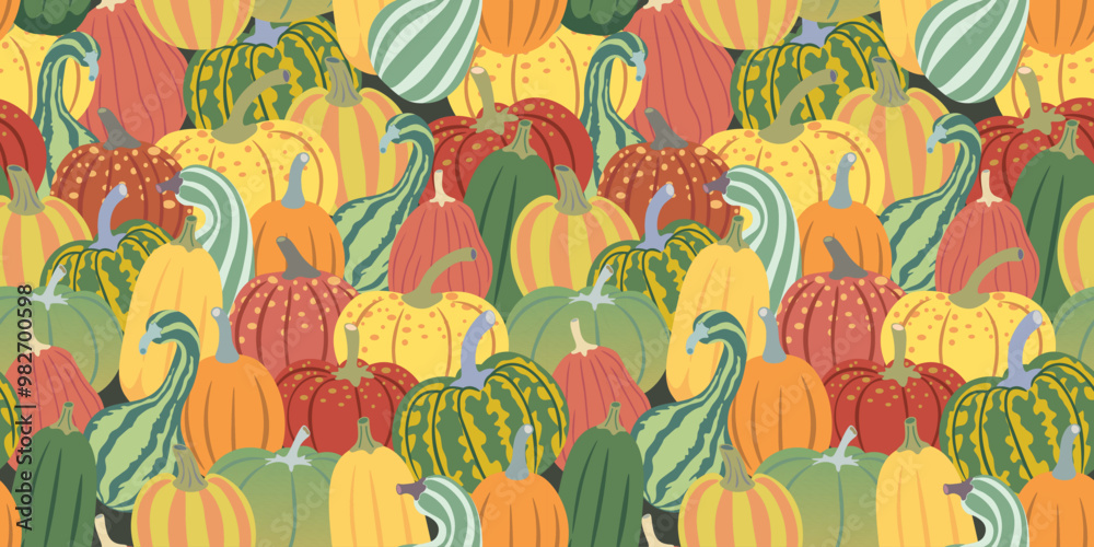 seamless pattern autumn pumpkins in vector. element for prints poster banner design decor backgrounds wallpaper packaging textile backdrops
