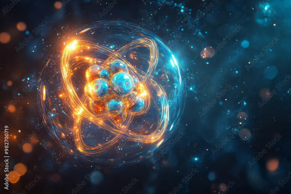 An artistic representation of a nitrogen atom, An artistic representation of a nitrogen atom,