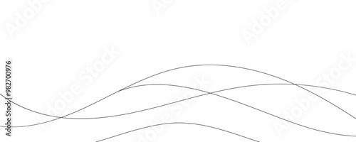 Thin wavy black lines, abstract pattern on a white background. Minimalist design template.