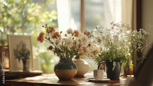 Wallpaper Mural floral arrangement, living room table, natural light Torontodigital.ca