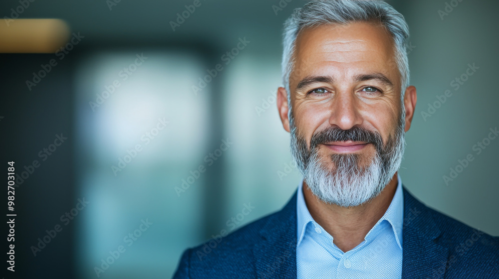 Fototapeta premium Smiling businessman with gray hair and beard.
