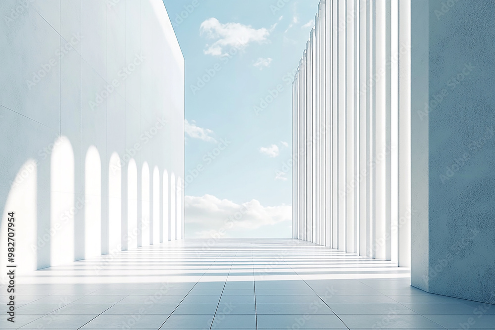 Fototapeta premium 3D rendering white space architecture minimalist background 