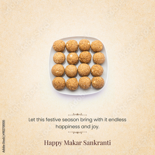 Happy makar sankranti, til gud laddu festivals photo