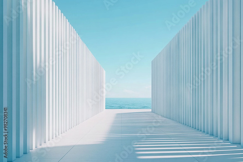 3D rendering white space architecture minimalist background 