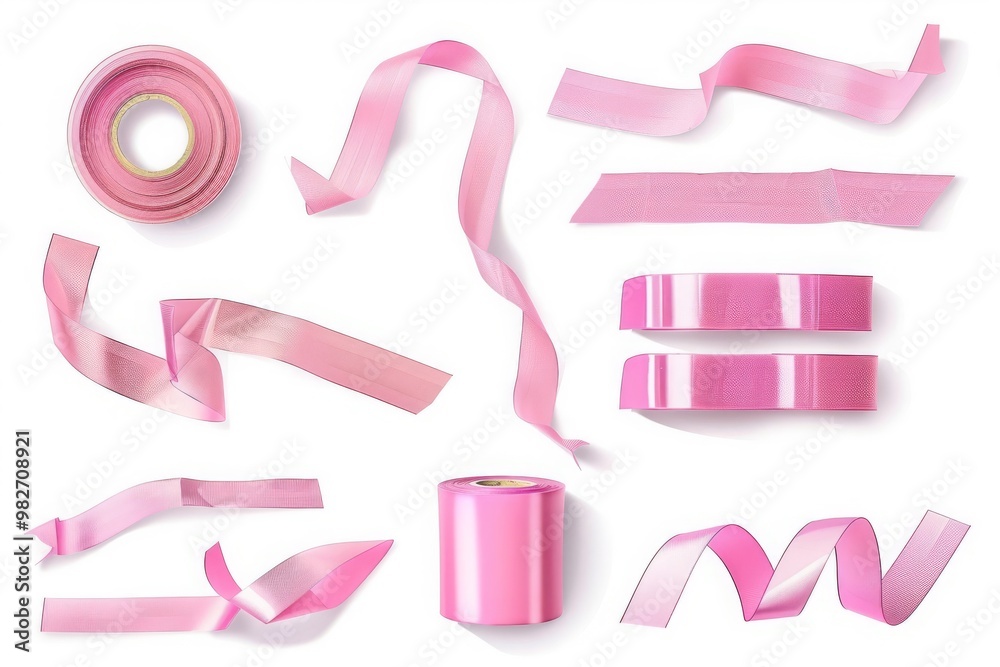 pink adhesive sticky tapes set isolated on a white background. MZ pink adhesive sticky tapes set isolated on a white background. MZ