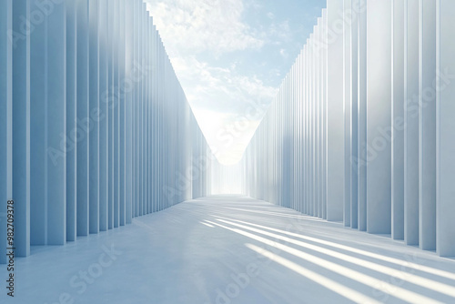 white background, blue, 3d background, architecture background, 3d building, creative, three-dimensional, corridor, outdoor, sunlight, clean, construction, backdrop, minimalist, 3d rendering, structur