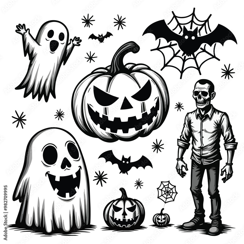 Obraz premium Halloween Vectors and Icons set Illustration
