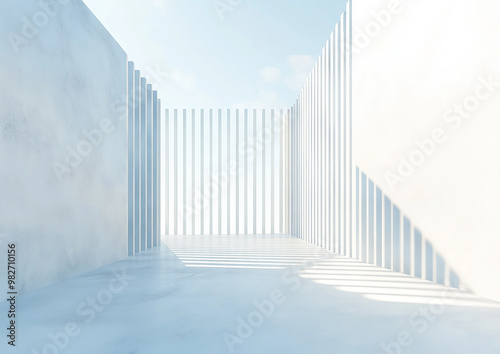 white background, blue, 3d background, architecture background, 3d building, creative, three-dimensional, corridor, outdoor, sunlight, clean, construction, backdrop, minimalist, 3d rendering, structur