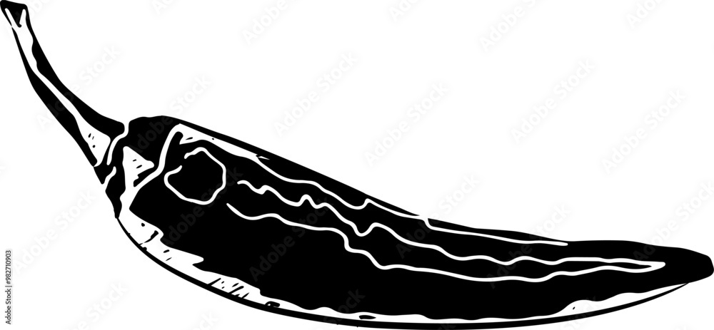 Hand-drawn cayenne pepper silhouette Hand-drawn cayenne pepper silhouette