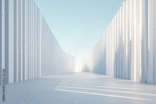 3D rendering white space architecture minimalist background