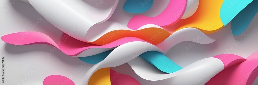 Fototapeta premium wide Abstract 3d curves background wallpaper
